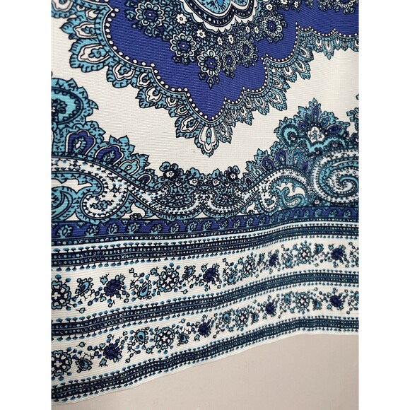 RSVP by Talbots Top womens 6p sleeveless vneck blue white Side Zip Paisly Print - Picture 9 of 9